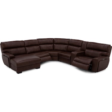 Teller 6-Pc. Leather Fully Loaded Zero Gravity Reclining Modular In Wood Left-Facing In New Berlin/W