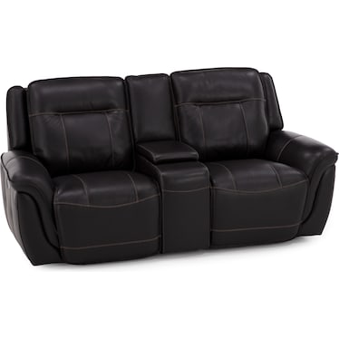 Arthur Leather Power Headrest Console Reclining Loveseat