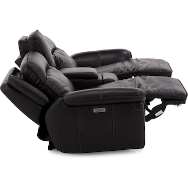 Arthur Leather Power Headrest Console Reclining Loveseat