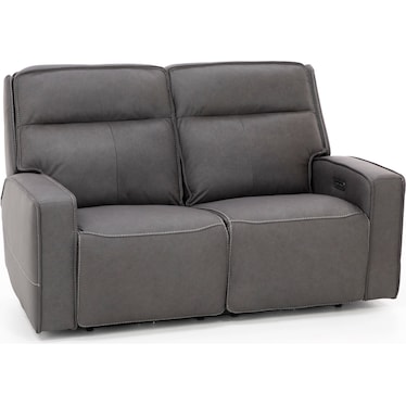 Morgan Leather Fully Loaded Reclining Loveseat in Smoke