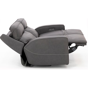 Morgan Leather Fully Loaded Reclining Loveseat in Smoke