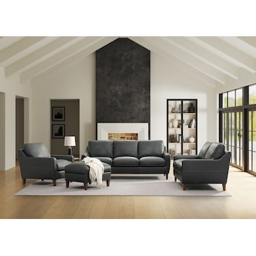 Filly Leather Sofa in Charcoal