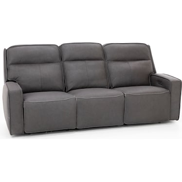 Morgan Leather Fully Loaded Reclining Sofa in Smoke