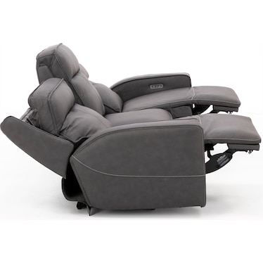 Morgan Leather Fully Loaded Reclining Sofa in Smoke