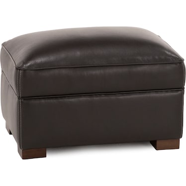 Oliver Leather Ottoman in Charcoal