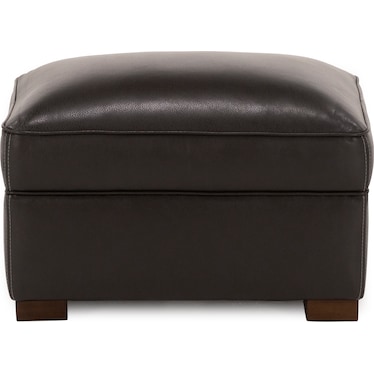 Oliver Leather Ottoman in Charcoal