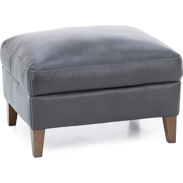 Filly Leather Ottoman in Charcoal