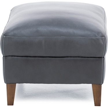 Filly Leather Ottoman in Charcoal