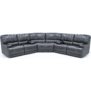 Placier 3-Pc. Leather Power Headrest Reclining Sectional in Charcoal