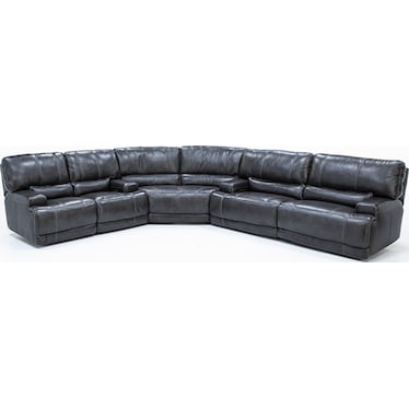 Placier 3-Pc. Leather Power Headrest Reclining Sectional in Charcoal