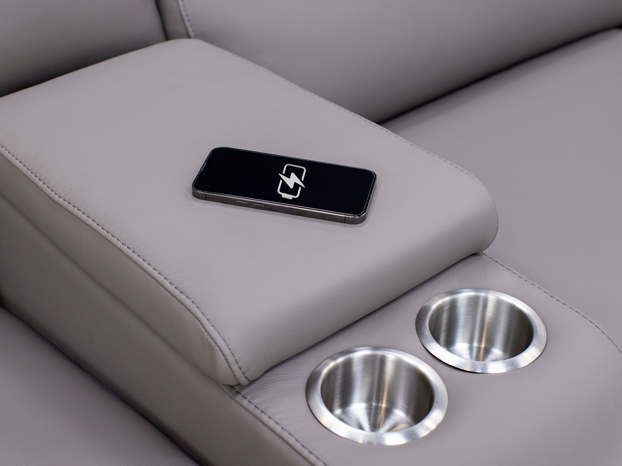 stephan Stephen Blue Leather Triple Power Recliner at Gardner White