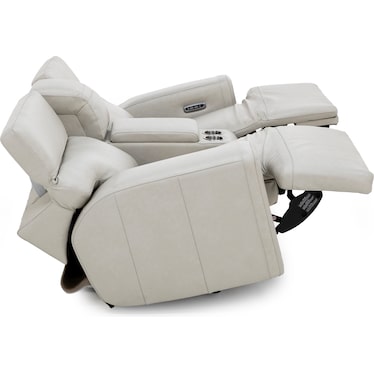 Ames Leather Zero Gravity Power Headrest Reclining Console Loveseat