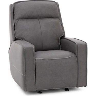 Morgan Leather Fully Loaded Glider Recliner in Smoke