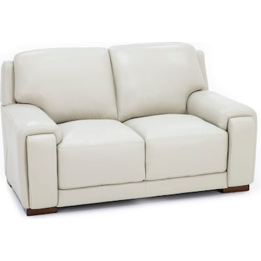 William Leather Loveseat With Hidden Cupholders And Chargers in Ivory