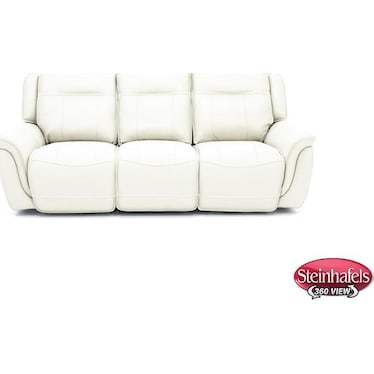 Arthur Leather Power Headrest Reclining Sofa in Ivory