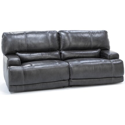 Placier Leather Power Headrest Reclining Sofa in Charcoal