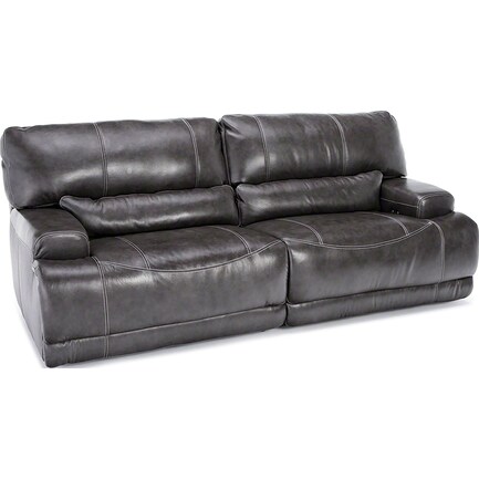 Placier Leather Power Reclining Sofa in Charcoal