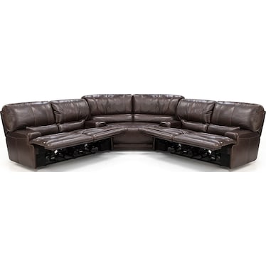 Placier 3-Pc. Leather Power Headrest Reclining Sectional in Coffee