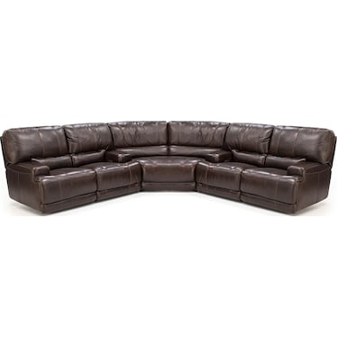 Placier 3-Pc. Leather Power Headrest Reclining Sectional in Coffee