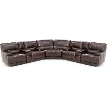 Placier 3-Pc. Leather Power Reclining Sectional in Coffee