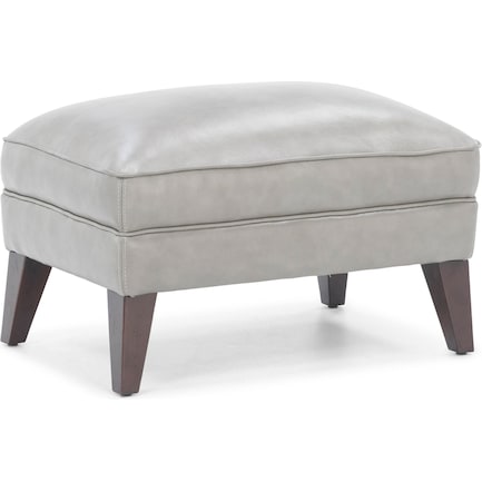 Colt Leather Ottoman in Light Grey