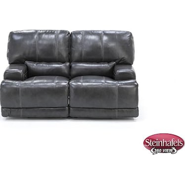 Placier Leather Power Headrest Reclining Loveseat in Charcoal