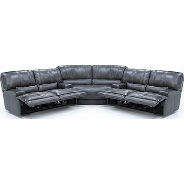 Placier 3-Pc. Leather Power Headrest Reclining Sectional in Charcoal