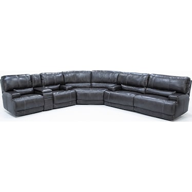 Placier 3-Pc. Leather Power Headrest Sofa and Console Reclining Sectional