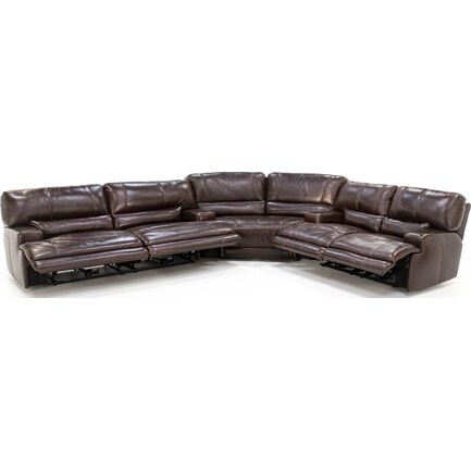 Placier 3-Pc. Leather Power Reclining Sectional w/Sofa and Loveseat in Coffee