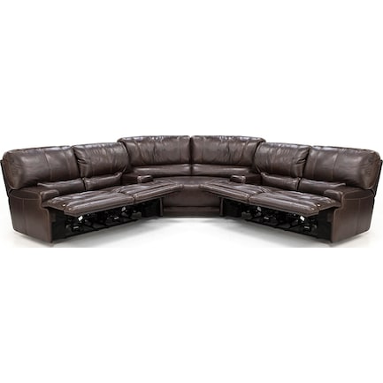 Placier 3-Pc. Leather Power Headrest Reclining Sectional in Coffee
