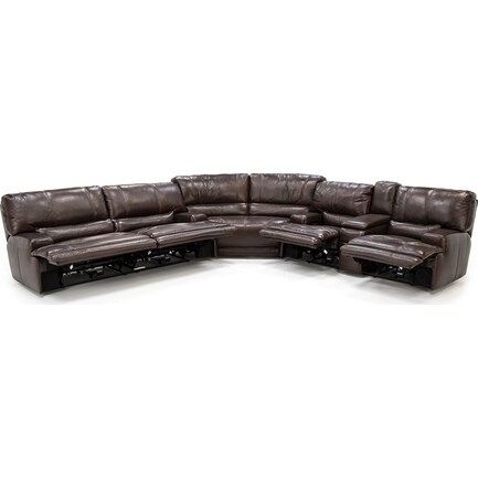 Placier 3-Pc. Leather Power Headrest Reclining Sectional w/Sofa and Console Loveseat in Coffee