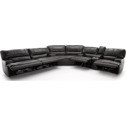 Placier 3-Pc. Leather Power Reclining Sectional w/Sofa and Console Loveseat in Charcoal