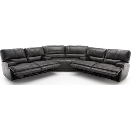 Placier 3-Pc. Leather Power Reclining Sectional in Charcoal