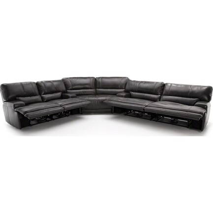 Placier 3-Pc. Leather Power Reclining Sectional w/Sofa and Loveseat in Charcoal