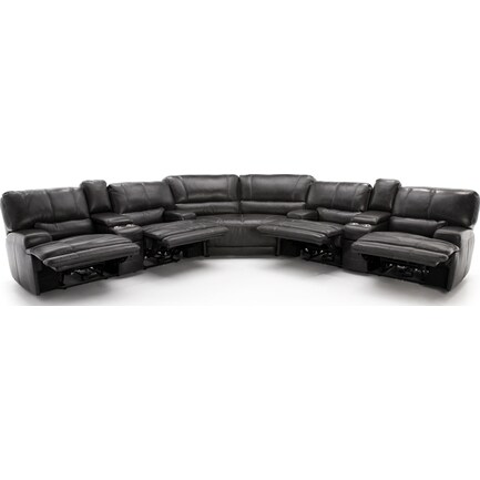 Placier 3-Pc. Leather Power Reclining Sectional in Charcoal
