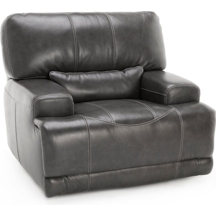 Placier Leather Power Recliner in Charcoal