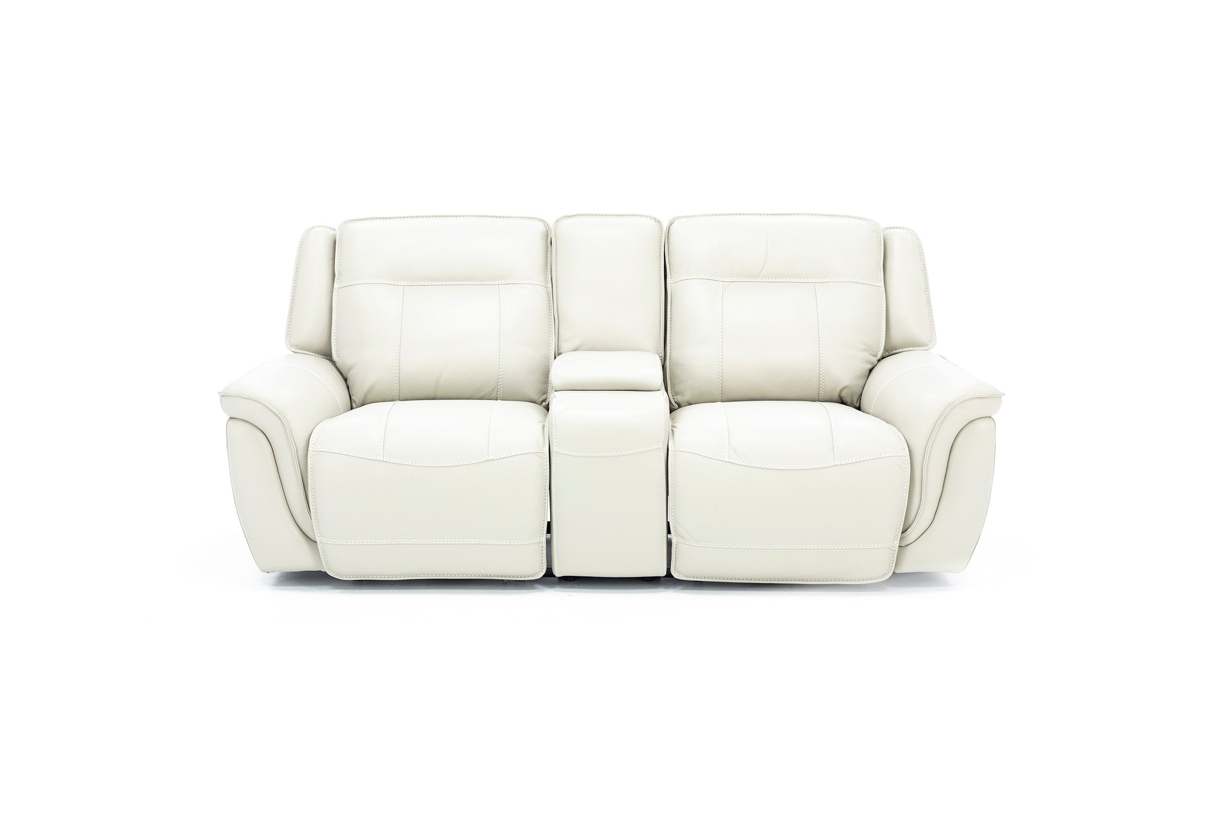 Off white leather online reclining sofa