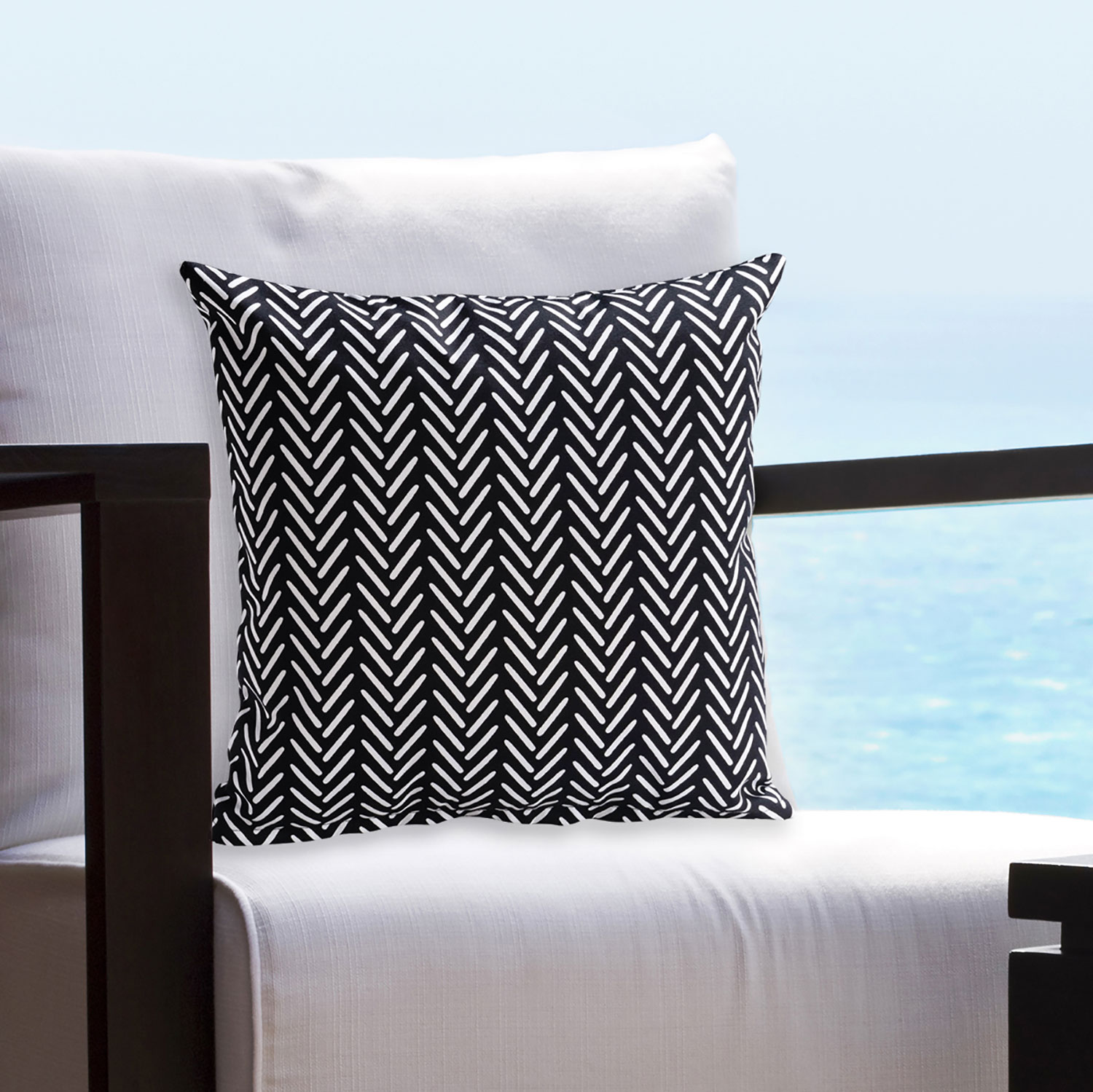 Black and white striped outdoor online pillows