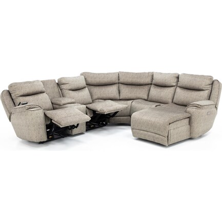 Carter 6pc Fully Loaded Reclining Modular with Next Level and SoCozi ™ with Right Chaise