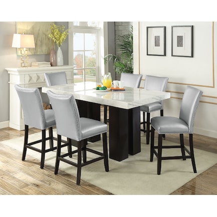 Beverly 5-Pc. Counter Dining Set W/Silver Chairs