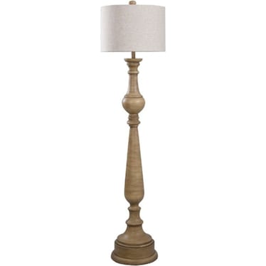Taupe Turned Floor Lamp 65.5"H