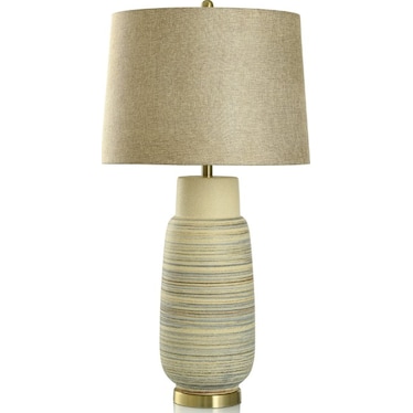 Tan, Brown, and Blue Ceramic Table Lamp 34.8"H