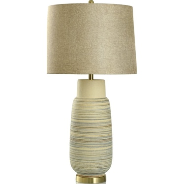 Tan, Brown, and Blue Ceramic Table Lamp 34.8"H