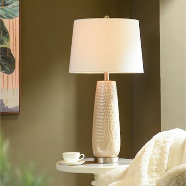 Iridescent Pearl Ceramic Table Lamp 29"H