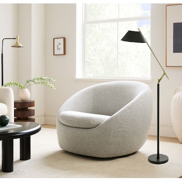 Matte Black and Brass Finished Angled Metal Floor Lamp 60"H