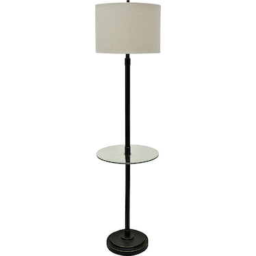 Bronze Metal Floor Lamp with Glass Tray 61"H
