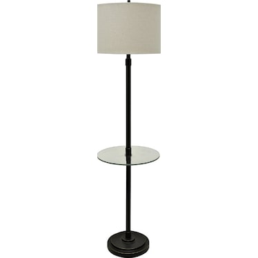 Bronze Metal Floor Lamp with Glass Tray 61"H