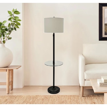 Bronze Metal Floor Lamp with Glass Tray 61"H