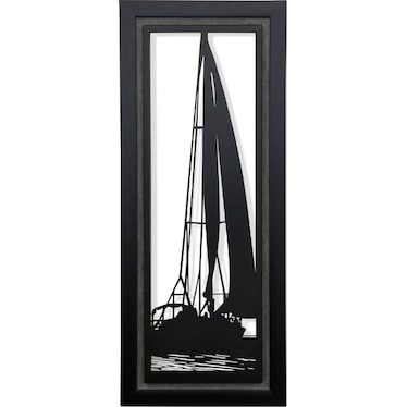 Black Metal Sailboat Cutout II 26"W 50"H