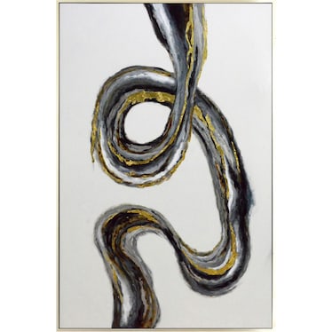 Black and Gold Swirl Abstract Canvas Art 54"W x 84"H